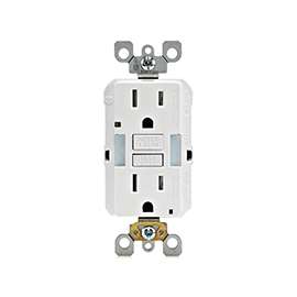 Leviton R92-GFNL1-00W GFCI Duplex Receptacle with Guide Light, 2 -Pole, 15 A, 125 V, Back, Side Wiring, NEMA: 5-15R