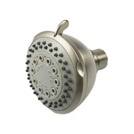 Boston Harbor TS02213NP Shower Head, 1.75 gpm, 1/2-14 NPT Connection, Threaded, 3-Spray Function, Plastic, 3-5/8 in Dia