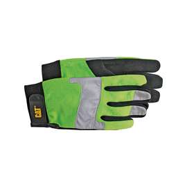 Cat CAT012214J High-Visibility Utility Gloves, Jumbo, Synthetic Leather, Black/Fluorescent Green