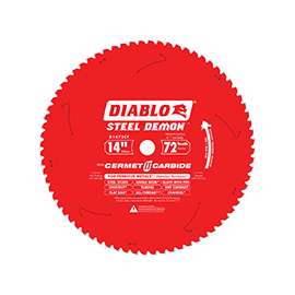 Diablo D1472CF Circular Saw Blade, 14 in Dia, 1 in Arbor, 72-Teeth, Cermet Cutting Edge