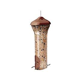 Perky-Pet 5110PP Wild Bird Feeder, 3.5 lb Seed, 4 Ports/Ways, Metal/Plastic, Brown/Clear