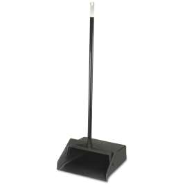 Duo-Pan Upright Lobby Pan, Plastic, 12" Wide, 30" Handle, Black