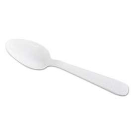 Heavyweight Wrapped Cutlery, 6" Teaspoon, Polypropylene, White, 1000/Carton