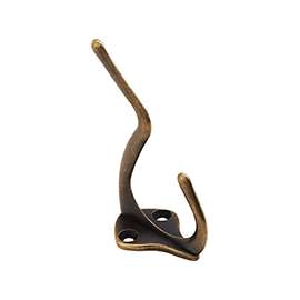 National Hardware SPB1435 N830-160 Coat and Hat Hook, 2-Hook, Zinc, Antique Brass