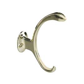 National Hardware V8008 N806-806 Garment Hook, 2-Hook, Zinc, Brass