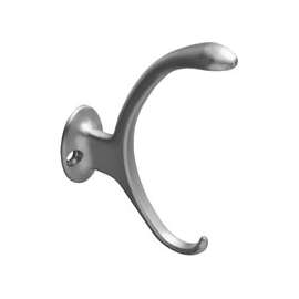 National Hardware V8008 Series N806-808 Garment Hook, 2-Hook, Zinc, Satin Nickel