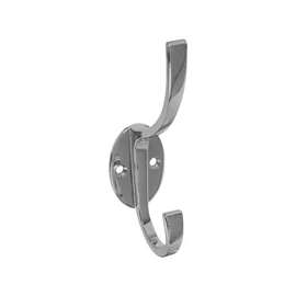 National Hardware V8009 N806-818 Coat and Hat Hook, 2-Hook, Zinc, Chrome