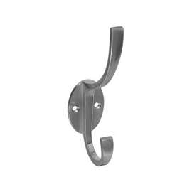 National Hardware V8009 N806-824 Coat and Hat Hook, 2-Hook, Zinc, Satin Nickel