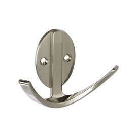 National Hardware V8010 Series N807-008 Robe Hook, 2-Hook, Zinc, Satin Nickel