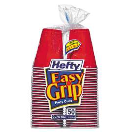 Easy Grip Disposable Plastic Party Cups, 18 oz, Red, 50/Pack, 12 Packs/Carton