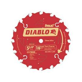 Diablo D0516X Circular Saw Blade, 5-3/8 in Dia, 0.393 in Arbor, 16-Teeth, Carbide Cutting Edge