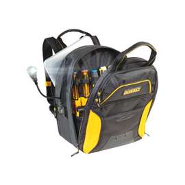CLC DGCL33 Tool Backpack with Lighted USB Charging, 13 in W, 10-1/4 in D, 17 in H, 33-Pocket, Polyester, Black/Yellow