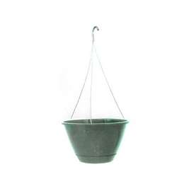 Southern Patio EE1025OG Hanging Basket Planter, Plastic, Olive Green