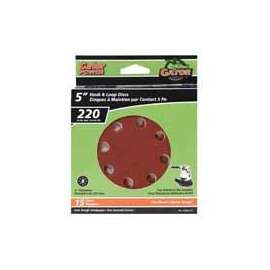 Gator 4140-012 Sanding Disc, 5 in Dia, 220 Grit, Extra Fine, Aluminum Oxide Abrasive, Vented