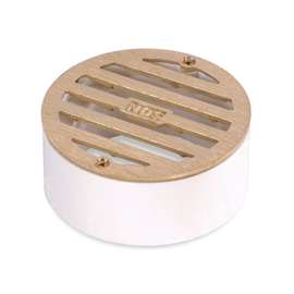 NDS 909B Drain Grate with Collar, 3-1/4 in L, 3-1/4 in W, Round, 3/16 in Grate Opening, Brass, Satin Brass