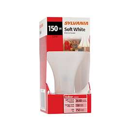 Sylvania 13101 Incandescent Lamp, 150 W, A21 Lamp, Medium E26 Lamp Base, 2640 Lumens, 2850 K Color Temp