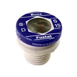 Bussmann BP/S-15 Plug Fuse, 15 A, 125 V, 10 kA Interrupt, Low Voltage, Time Delay Fuse