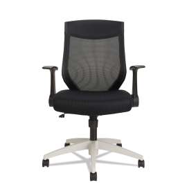 Alera EB-K Series Synchro Mid-Back Flip Arm Mesh-Chair, Supports up to 275 lbs., Black Seat/Black Back, Cool Gray Base