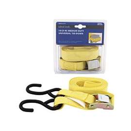 ProSource RT45481 Tie-Down, 1 in W, 10 ft L, Polyester Webbing, Metal Buckle, Black, 400 lb, S-Hook End Fitting