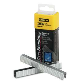 SharpShooter Heavy-Duty Tacker Staples, 0.5" Leg, 0.5" Crown, Steel, 1,000/Box