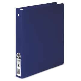 ACCOHIDE Poly Round Ring Binder, 3 Rings, 1" Capacity, 11 x 8.5, Dark Blue