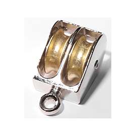 BARON 0176ZD-1 Rope Pulley, 1/4 in Rope, 55 lb Working Load, 1 in Sheave, Brass/Copper/Nickel