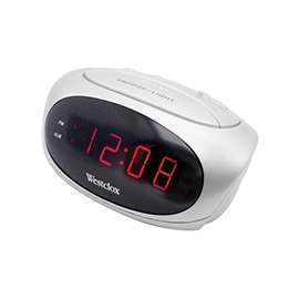 Westclox 70044B Alarm Clock, LED Display, White Case