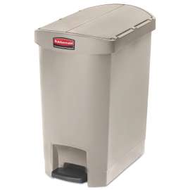 Slim Jim Resin Step-On Container, End Step Style, 8 gal, Beige
