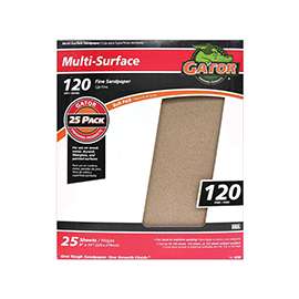 Gator 3263 Sanding Sheet, 11 in L, 9 in W, 120 Grit, Fine, Aluminum Oxide Abrasive