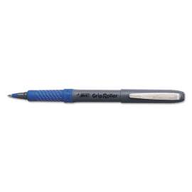 Roller Glide Roller Ball Pen, Micro-Fine 0.5mm, Blue Ink, Gray Barrel, Dozen