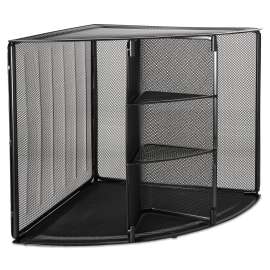 Mesh Corner Desktop Shelf, Five Sections, 20 x 14 x 13, Black