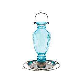 Perky-Pet 8136-2 Bird Waterer, 18 oz Volume, Glass, Luster, Blue