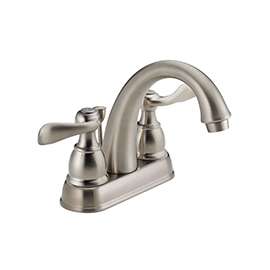 DELTA Windemere B2596LF-SS Bathroom Faucet, 2-Faucet Handle, 5-7/8 in H Spout, Brass, Stainless Steel