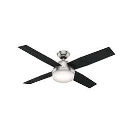 Hunter 59216 Ceiling Fan, 4-Blade, Black Oak/Chocolate Oak Blade, 52 in Sweep, 3-Speed, With Lights: Yes