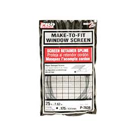 Make-2-Fit P 7638 Screen Retainer Spline, 0.175 in D, 25 ft L, Vinyl, Gray, Round