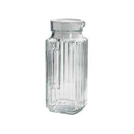 Oneida 93411R Bistro Pitcher with White Stopper, 1 qt Capacity, Glass, Clear