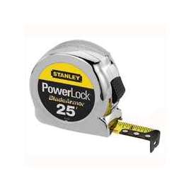 STANLEY 33-525 Tape Measure, 25 ft L Blade, 1 in W Blade, Steel Blade, ABS Case, Chrome Case