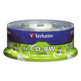 CD-RW Discs, 700MB/80min, 4X, Spindle, Matte Silver, 25/Pack