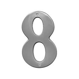HY-KO Prestige Series BR-51SN/8 House Number, Character: 8, 5 in H Character, Nickel Character, Solid Brass