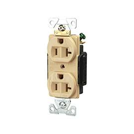 Eaton Wiring Devices 5352V Duplex Receptacle, 20 A, 2-Pole, 5-20R, Ivory