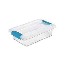 Sterilite 19618606 Clip Box, Plastic, Blue Aquarium/Clear, 11 in L, 6-5/8 in W, 2-3/4 in H