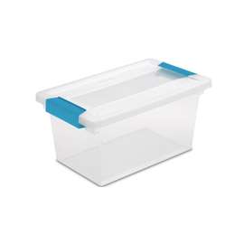 Sterilite 19628604 Clip Box, Plastic, Blue Aquarium/Clear, 11 in L, 6-5/8 in W, 5-3/8 in H