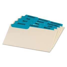 Laminated Index Card Guides, Monthly, 1/3 Tab, Manila, 3 x 5, 12/Set