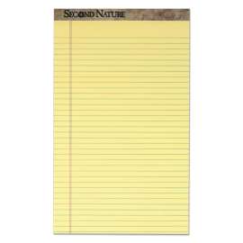 Second Nature Recycled Pads, Wide/Legal Rule, 8.5 x 14, Canary, 50 Sheets, Dozen