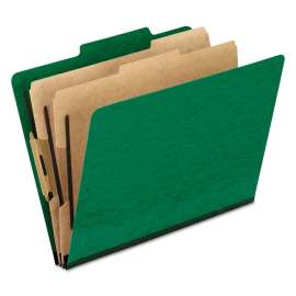 Six-Section Colored Classification Folders, 2 Dividers, Letter Size, Green, 10/Box