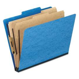 Six-Section Colored Classification Folders, 2 Dividers, Legal Size, Light Blue, 10/Box
