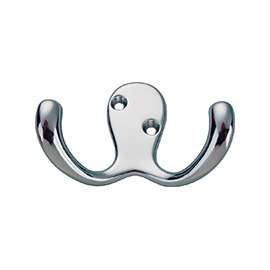 ProSource 23263CHB3L-PS Coat and Hat Hook, 22 lb, 2-Hook, 7/8 in Opening, Zinc, Chrome