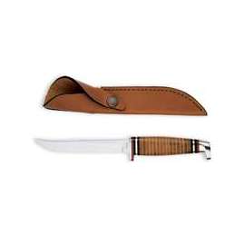 CASE 381 Utility Knife with Leather Sheath, 5 in L Blade, Brown/Tan Handle