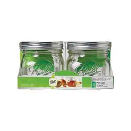 Ball Collection Elite Series 1440061180 Wide-Mouth Mason Jar, 16 oz Capacity, Glass, Silver Cap/Lid