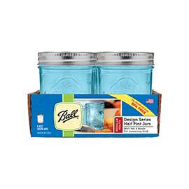 Ball 1440069053 Canning Jar with Lid and Band, 1/2 pint Capacity, Glass